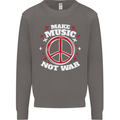 Make Music Not War Peace Hippy Rock Anti-war Mens Sweatshirt Jumper Charcoal