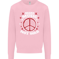Make Music Not War Peace Hippy Rock Anti-war Mens Sweatshirt Jumper Light Pink