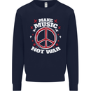 Make Music Not War Peace Hippy Rock Anti-war Mens Sweatshirt Jumper Navy Blue