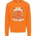 Make Music Not War Peace Hippy Rock Anti-war Mens Sweatshirt Jumper Orange