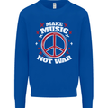 Make Music Not War Peace Hippy Rock Anti-war Mens Sweatshirt Jumper Royal Blue