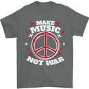 Make Music Not War Peace Hippy Rock Anti-war Mens T-Shirt 100% Cotton Charcoal