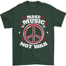 Make Music Not War Peace Hippy Rock Anti-war Mens T-Shirt 100% Cotton Forest Green