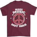Make Music Not War Peace Hippy Rock Anti-war Mens T-Shirt 100% Cotton Maroon