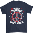 Make Music Not War Peace Hippy Rock Anti-war Mens T-Shirt 100% Cotton Navy Blue