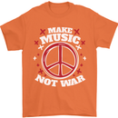 Make Music Not War Peace Hippy Rock Anti-war Mens T-Shirt 100% Cotton Orange