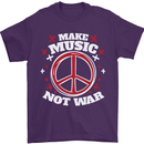 Make Music Not War Peace Hippy Rock Anti-war Mens T-Shirt 100% Cotton Purple