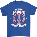 Make Music Not War Peace Hippy Rock Anti-war Mens T-Shirt 100% Cotton Royal Blue
