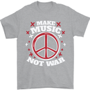 Make Music Not War Peace Hippy Rock Anti-war Mens T-Shirt 100% Cotton Sports Grey