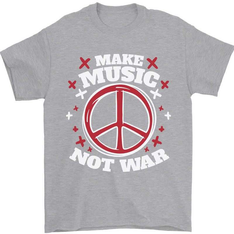 Make Music Not War Peace Hippy Rock Anti-war Mens T-Shirt 100% Cotton Sports Grey