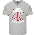 Make Music Not War Peace Hippy Rock Anti-war Mens V-Neck Cotton T-Shirt Sports Grey
