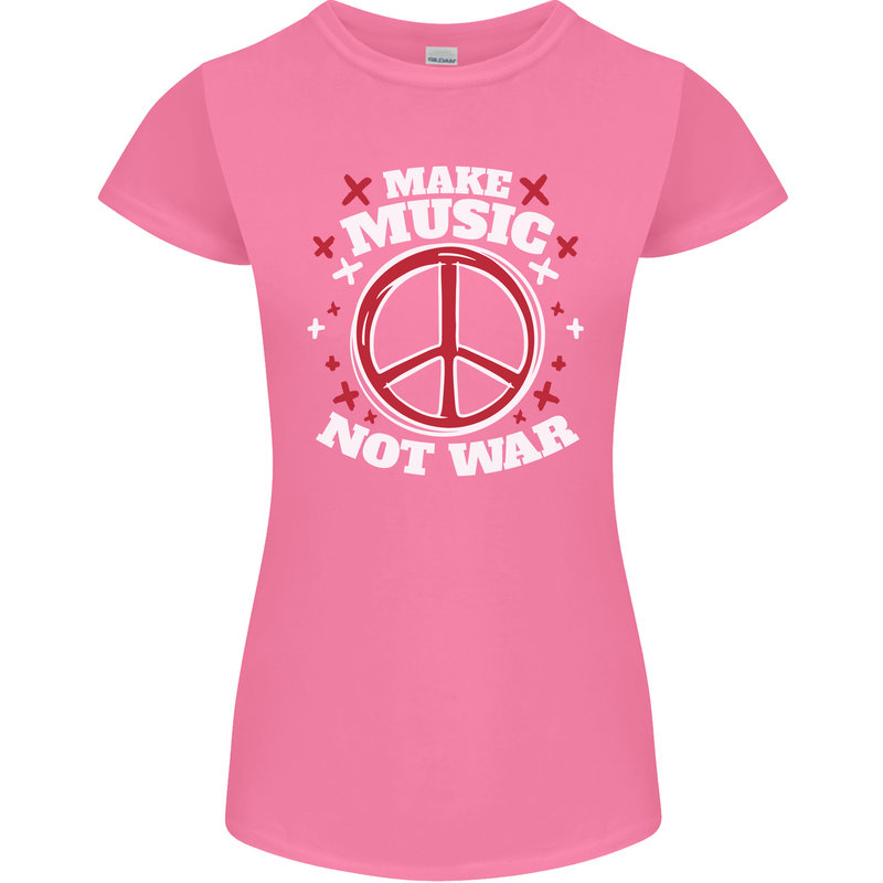 Make Music Not War Peace Hippy Rock Anti-war Womens Petite Cut T-Shirt Azalea