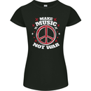 Make Music Not War Peace Hippy Rock Anti-war Womens Petite Cut T-Shirt Black