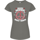 Make Music Not War Peace Hippy Rock Anti-war Womens Petite Cut T-Shirt Charcoal