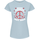 Make Music Not War Peace Hippy Rock Anti-war Womens Petite Cut T-Shirt Light Blue
