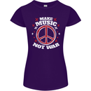 Make Music Not War Peace Hippy Rock Anti-war Womens Petite Cut T-Shirt Purple