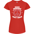 Make Music Not War Peace Hippy Rock Anti-war Womens Petite Cut T-Shirt Red
