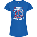 Make Music Not War Peace Hippy Rock Anti-war Womens Petite Cut T-Shirt Royal Blue