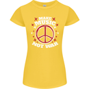 Make Music Not War Peace Hippy Rock Anti-war Womens Petite Cut T-Shirt Yellow