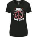 Make Music Not War Peace Hippy Rock Anti-war Womens Wider Cut T-Shirt Black