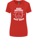 Make Music Not War Peace Hippy Rock Anti-war Womens Wider Cut T-Shirt Red