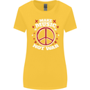 Make Music Not War Peace Hippy Rock Anti-war Womens Wider Cut T-Shirt Yellow