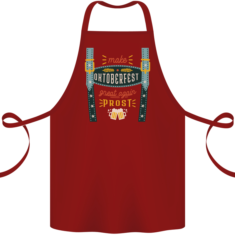 Make Oktoberfest Great Again Funny Beer Cotton Apron 100% Organic Maroon