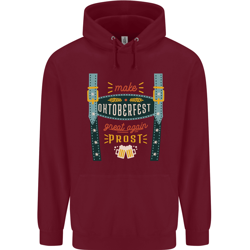 Make Oktoberfest Great Again Funny Beer Mens 80% Cotton Hoodie Maroon