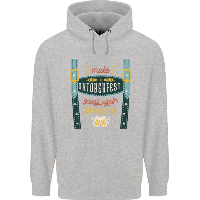 Make Oktoberfest Great Again Funny Beer Mens 80% Cotton Hoodie Sports Grey