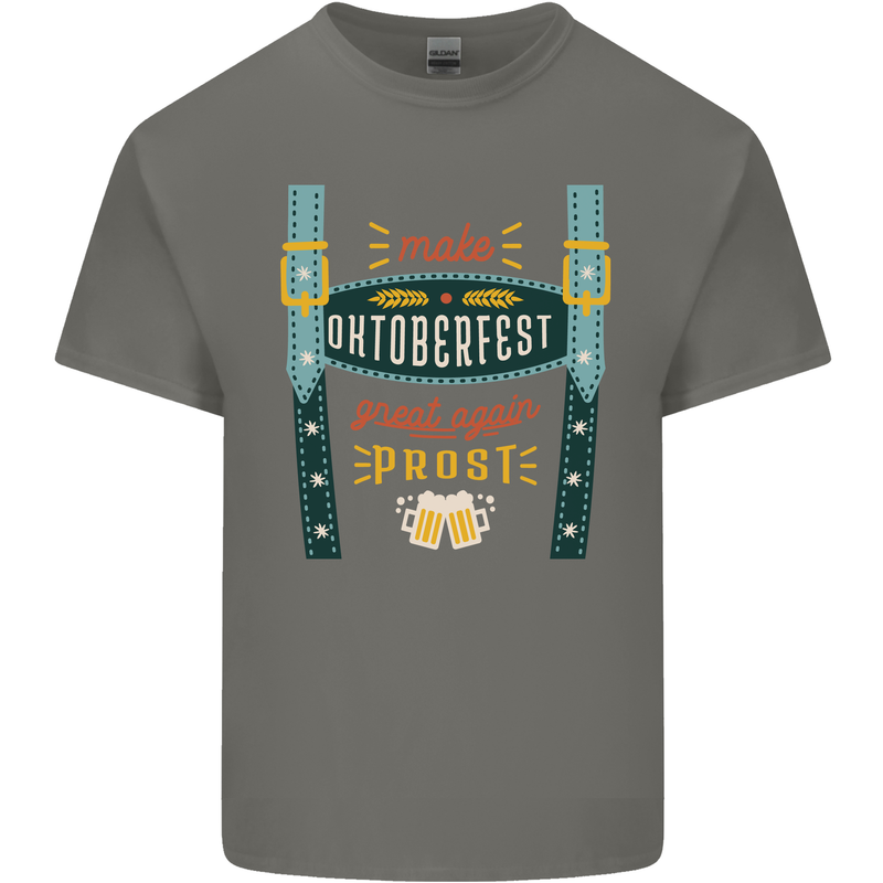 Make Oktoberfest Great Again Funny Beer Mens Cotton T-Shirt Tee Top Charcoal