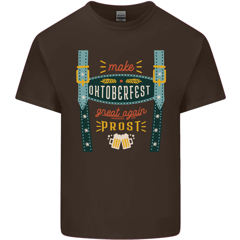 Make Oktoberfest Great Again Funny Beer Mens Cotton T-Shirt Tee Top Dark Chocolate