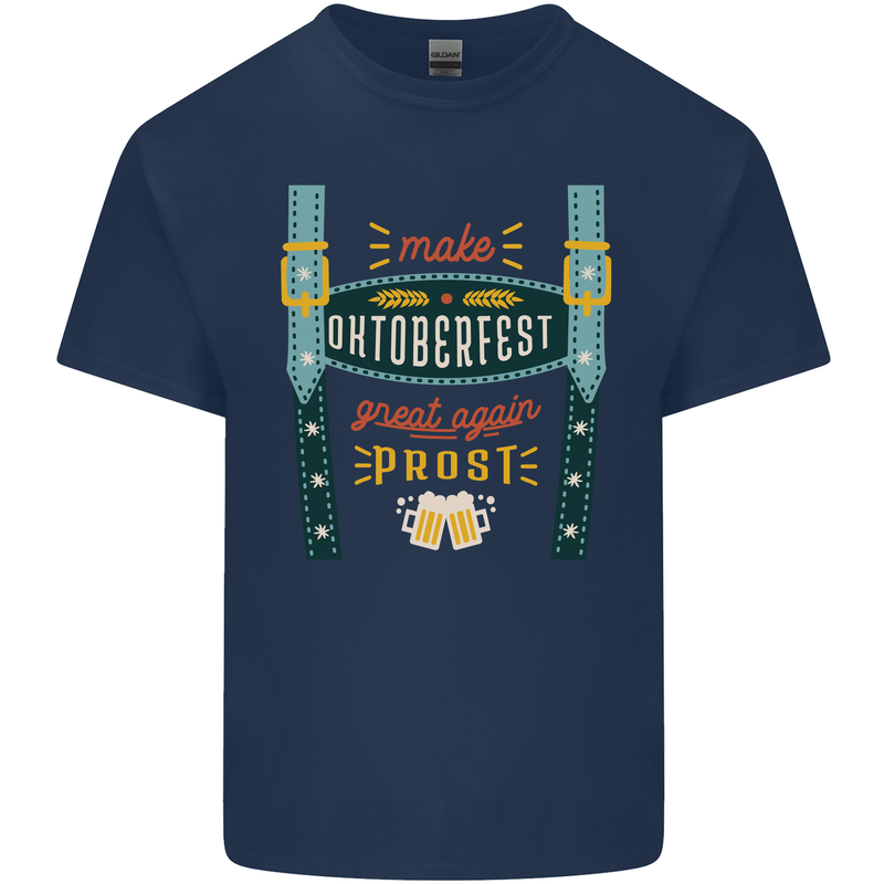 Make Oktoberfest Great Again Funny Beer Mens Cotton T-Shirt Tee Top Navy Blue