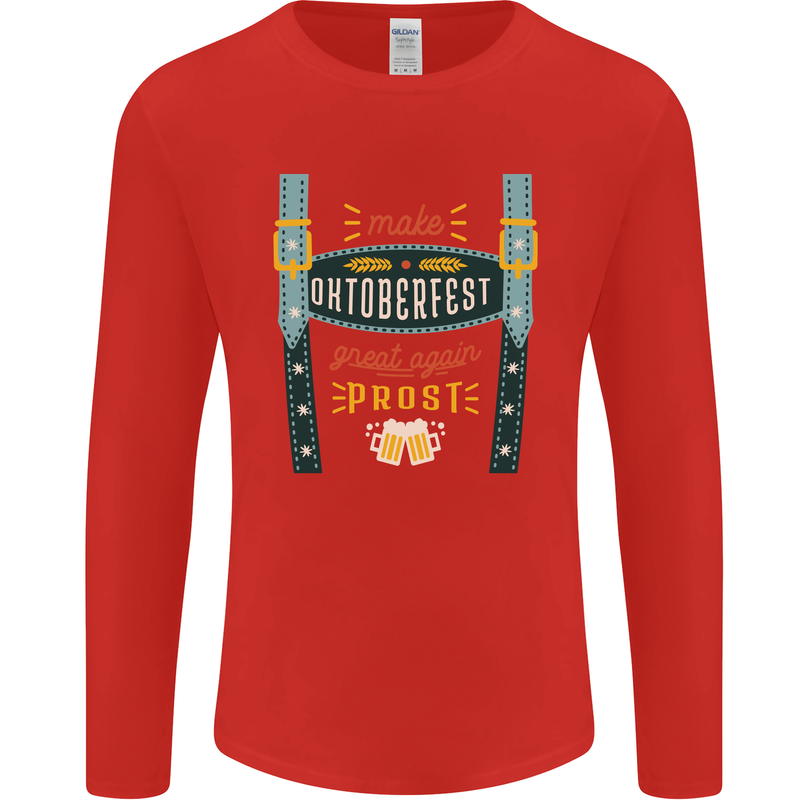 Make Oktoberfest Great Again Funny Beer Mens Long Sleeve T-Shirt Red