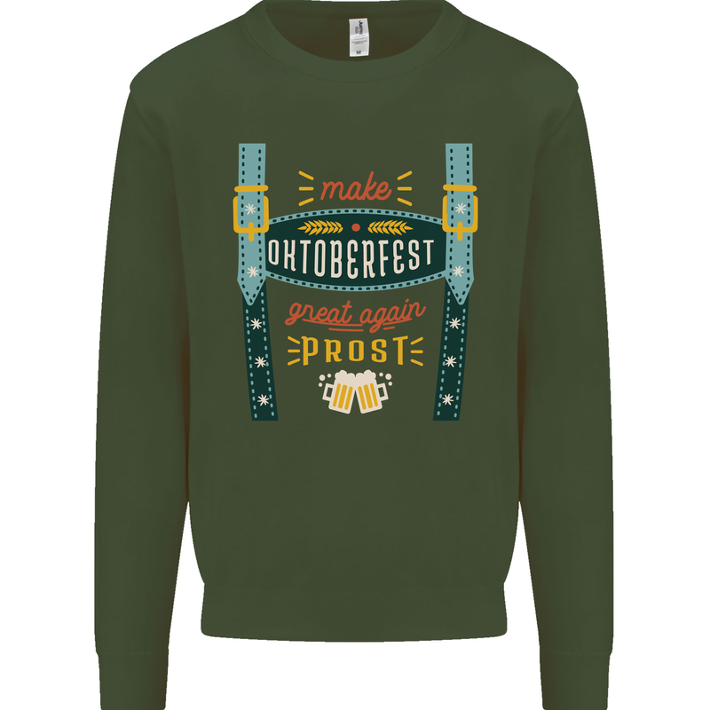 Make Oktoberfest Great Again Funny Beer Mens Sweatshirt Jumper Forest Green
