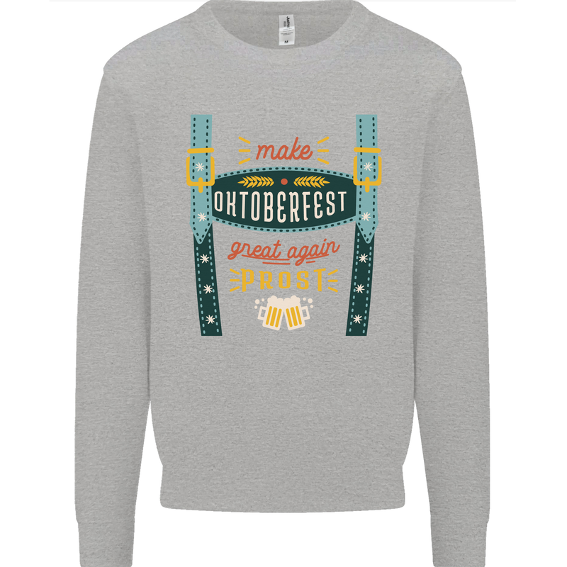 Make Oktoberfest Great Again Funny Beer Mens Sweatshirt Jumper Sports Grey