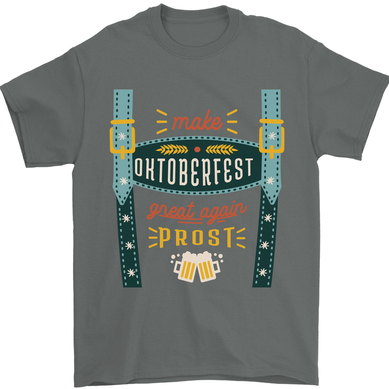Make Oktoberfest Great Again Funny Beer Mens T-Shirt 100% Cotton Charcoal