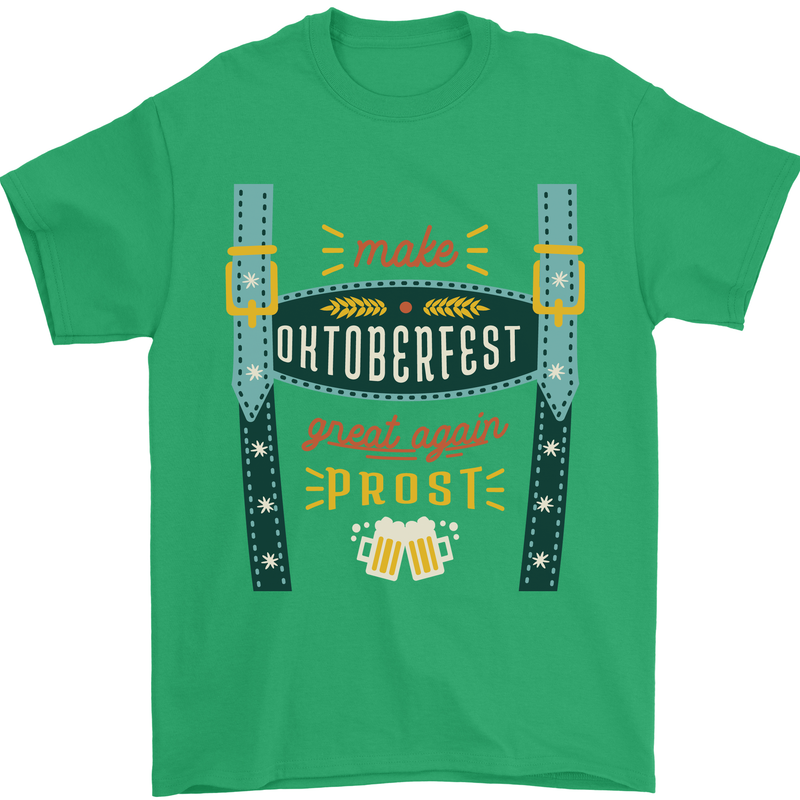 Make Oktoberfest Great Again Funny Beer Mens T-Shirt 100% Cotton Irish Green