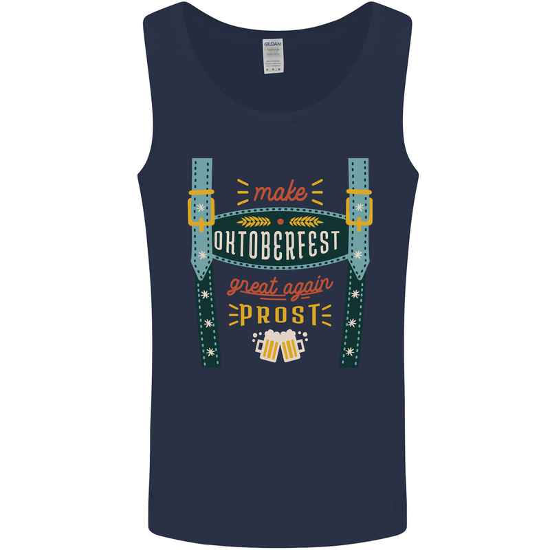 Make Oktoberfest Great Again Funny Beer Mens Vest Tank Top Navy Blue