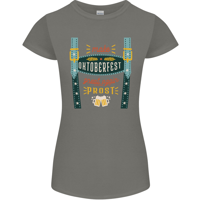 Make Oktoberfest Great Again Funny Beer Womens Petite Cut T-Shirt Charcoal
