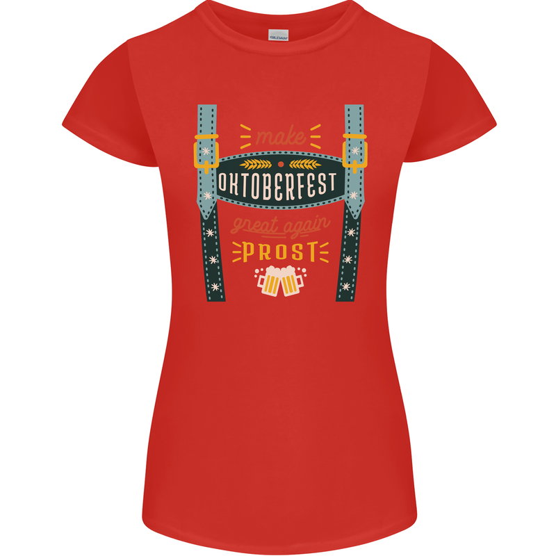 Make Oktoberfest Great Again Funny Beer Womens Petite Cut T-Shirt Red