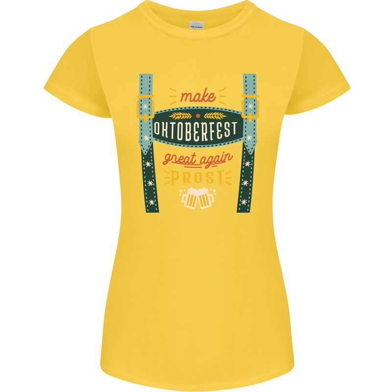 Make Oktoberfest Great Again Funny Beer Womens Petite Cut T-Shirt Yellow