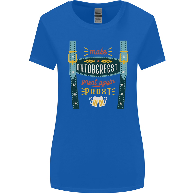 Make Oktoberfest Great Again Funny Beer Womens Wider Cut T-Shirt Royal Blue