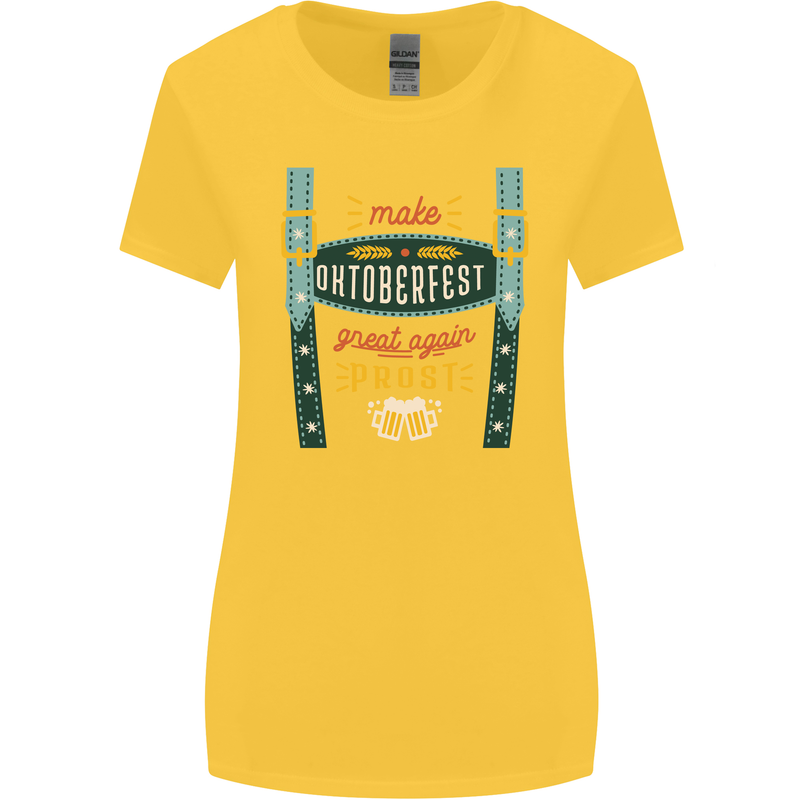 Make Oktoberfest Great Again Funny Beer Womens Wider Cut T-Shirt Yellow