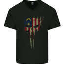 Malaysia Skull Gym Training Bodybuilding Mens V-Neck Cotton T-Shirt Black