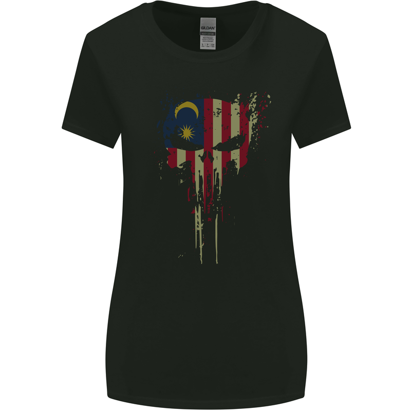 Malaysia Skull Gym Training Bodybuilding Womens Wider Cut T-Shirt Black