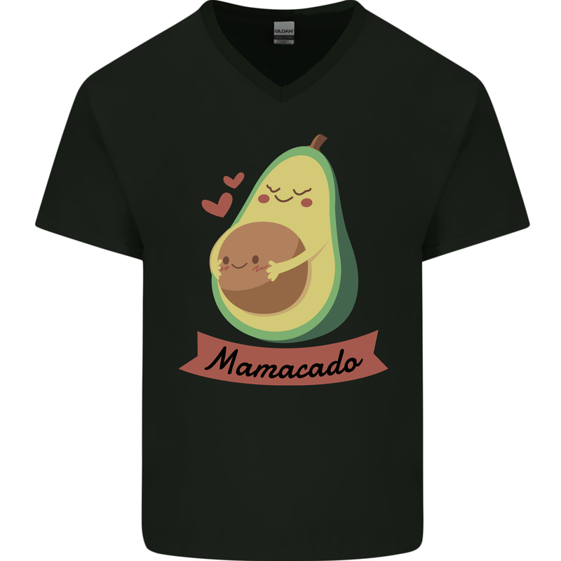 Mamacado New Baby Pregnancy Pregnant Mens V-Neck Cotton T-Shirt Black