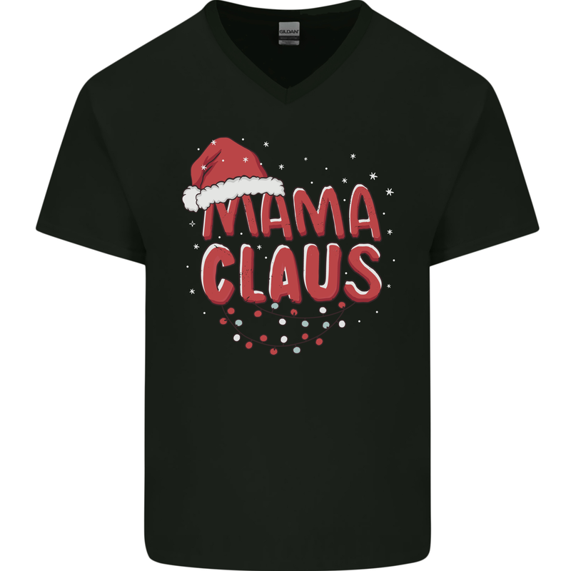Mamma Claus Funny Xmas Mum Mummy Mens V-Neck Cotton T-Shirt Black