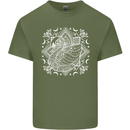 Mandala Art Swan Mens Cotton T-Shirt Tee Top Military Green