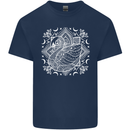 Mandala Art Swan Mens Cotton T-Shirt Tee Top Navy Blue