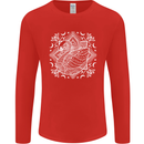 Mandala Art Swan Mens Long Sleeve T-Shirt Red